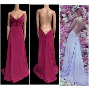 Stunning   Francesco Paolo Salerno Magenta Backless Designer Evening Gown.😍